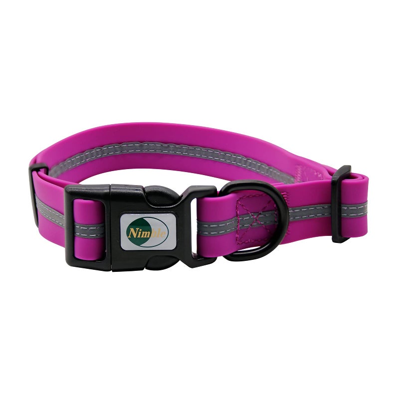 NIMBLE Dog Collar Waterproof Pet Collars Anti-Odor Durable Adjustable Polyester Soft with Reflective Cloth Stripe Basic Dog Collars S/M/L Sizes (Medium (11.81â€-18.5â€inches), Rose Purple) - Image 1